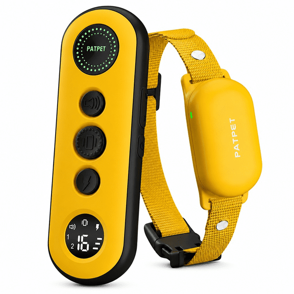 Patpet 1000ft Waterproof Rechargeable Dog Training Collar with Adjustable Levels & LED Remote