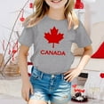 thumbnail image 2 of MIXUE Toddler Girls Tops & T-Shirts Kids Children Canada Print Short Sleeve Crewneck Casual Fit Basic Tops Pullover Tee Shirts Sportwear,Gray,6-7 Years, 2 of 4
