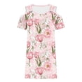 thumbnail image 6 of Mifsaly Womens Mini Casual Dresses Cold Shoulder Short Sleeve V Neck Summer Floral Print Shift Dress Comfy Daily Wear Breathable Flowy Sundress L, 6 of 6