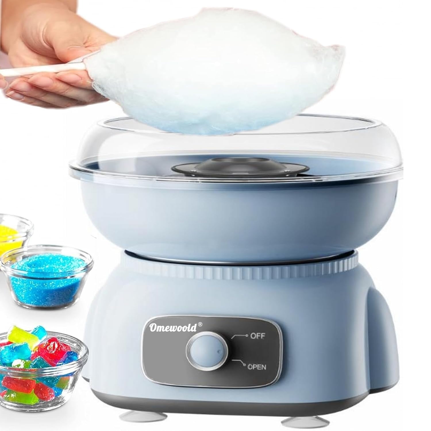 Cotton Candy Machine, Cotton Candy Maker 500W Hard Candy Floss Sugar Maker Machine With Sugar Spoon Birthday Party Gift Blue