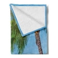 thumbnail image 2 of Landscape Soft Flannel Fleece Throw Blanket, Tropic Botanic Image with Coconut Palms near Ocean Sea Beach Photo, Cozy Plush for Indoor and Outdoor Use, 50" x 70", Sky Blue Cream, by Ambesonne, 2 of 5