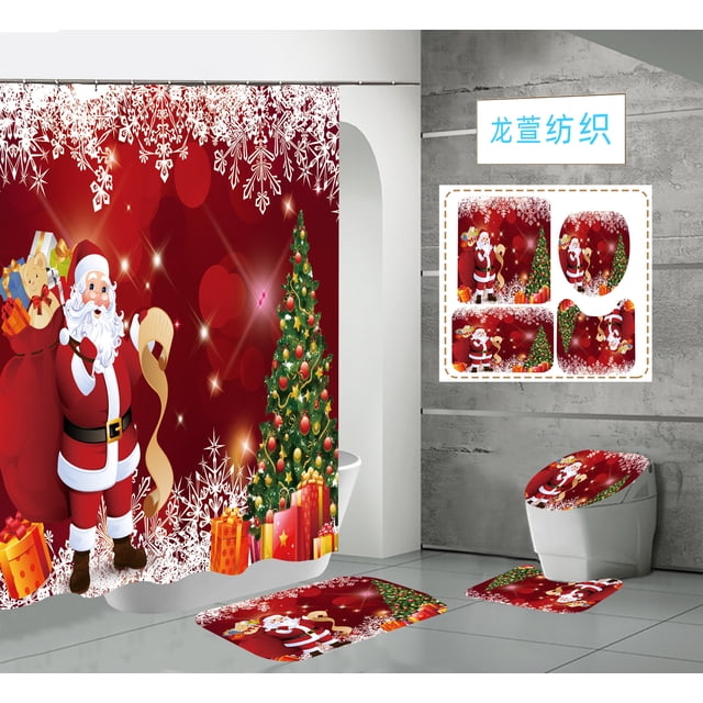 Cortinas de ducha para baño con impresión digital HD, de poliéster, impermeables y navideñas