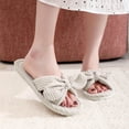 thumbnail image 6 of Norvail Womens Cute Corduroy Bow Detail Open Toe Slide Slippers Cozy Soft Anti Skid Sole Indoor Outdoor Comfortable Spa Birthday Gift Shoes, 6 of 7