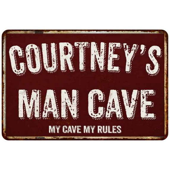 COURTNEY'S Man Cave Red Grunge Sign 16 x 24 Matte Finish Metal Sign 116240003461