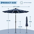 thumbnail image 2 of 10FT Solar Patio Umbrella with 32 LED Lights – UV Protection, 8 Sturdy Ribs – Crank Lift, Push Button Tilt – Outdoor Market Table Umbrella for Patio, Garden, Pool, 2 of 7