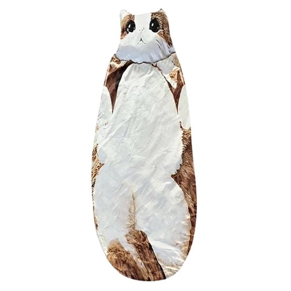 Sleeping Bag for Adults, Adult Plush Cat Shape Sleeping Bag, Warm Fleece Envelope Sleep Sack for Camping, Sleepovers and Home Lounging, Washable Soft Winter Wearable Blanket for Adults