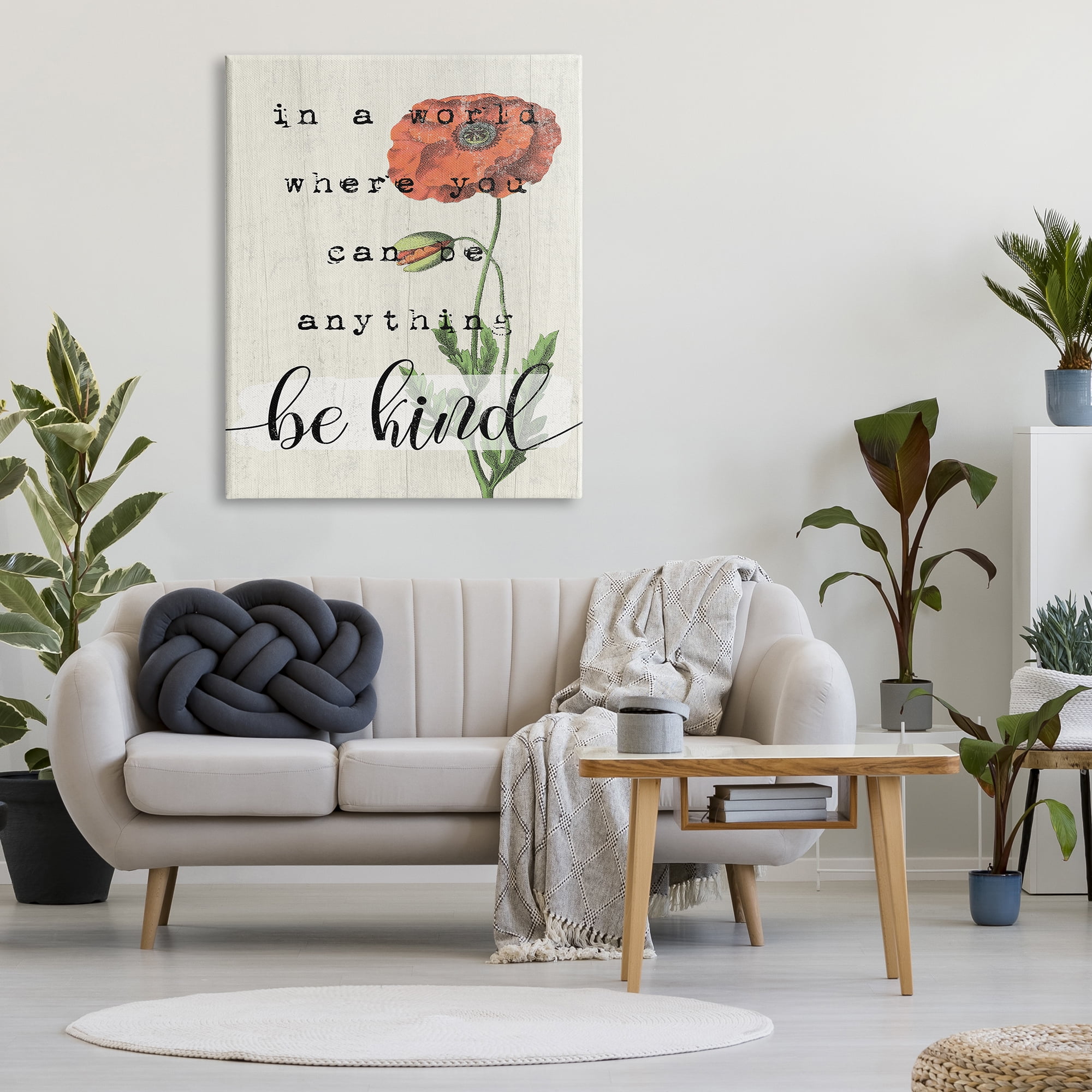 Stupell Industries Be Kind Phrase Motivational Attitude with Red Poppy Designed by Daphne Polselli