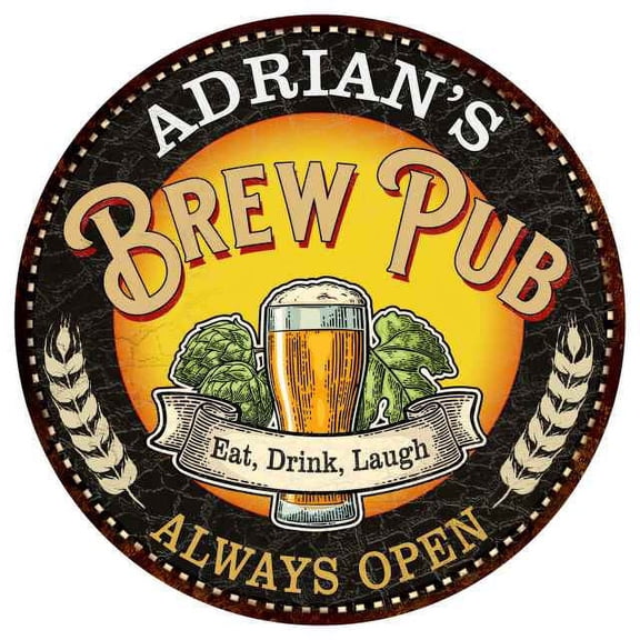 ADRIAN'S Beer Pub Man Cave Metal Sign Home Decor 14 inch Round 100140025238