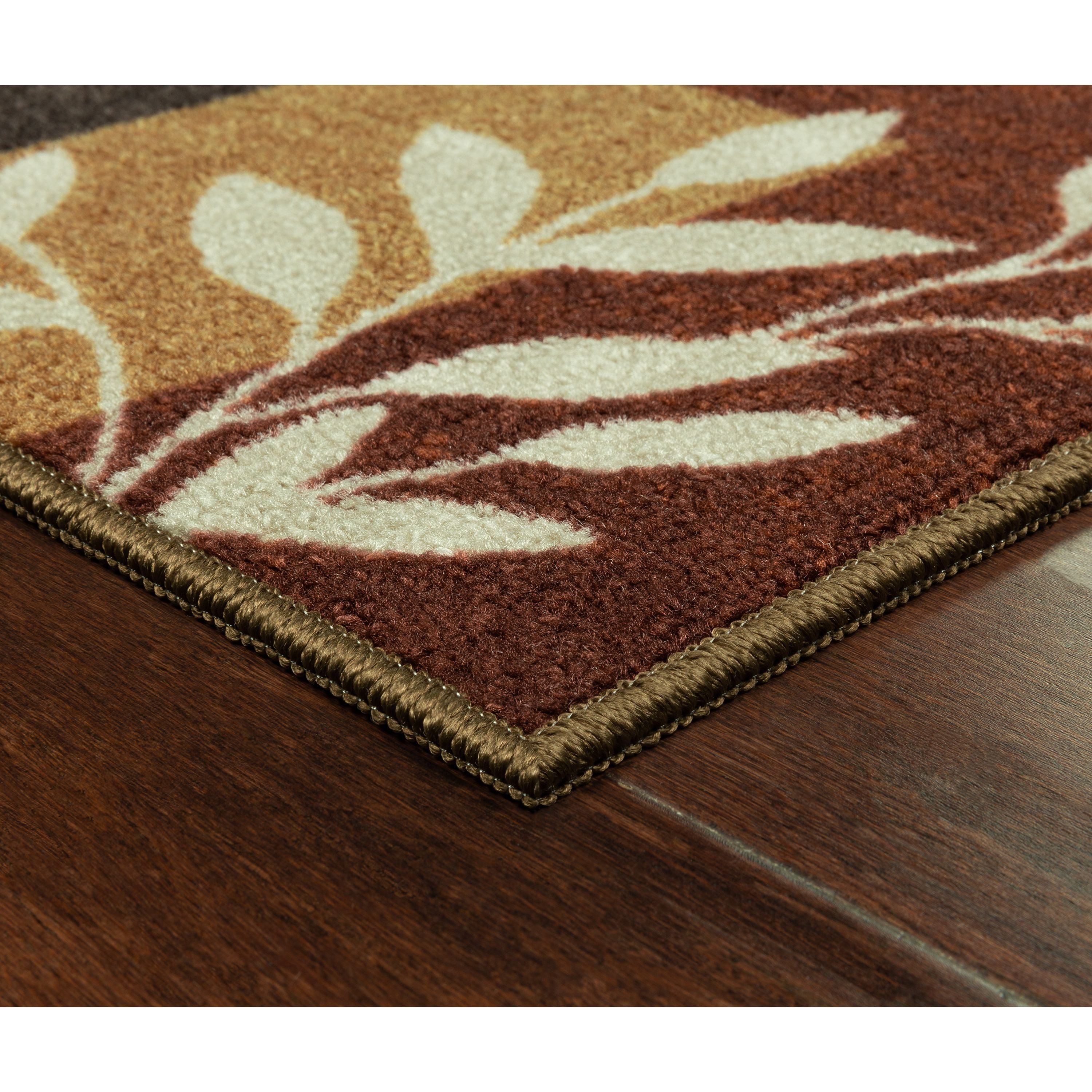 Mainstays Leaf Block Indoor Area Rug, Rust Brown, 4 ft x 5 ft 4 in