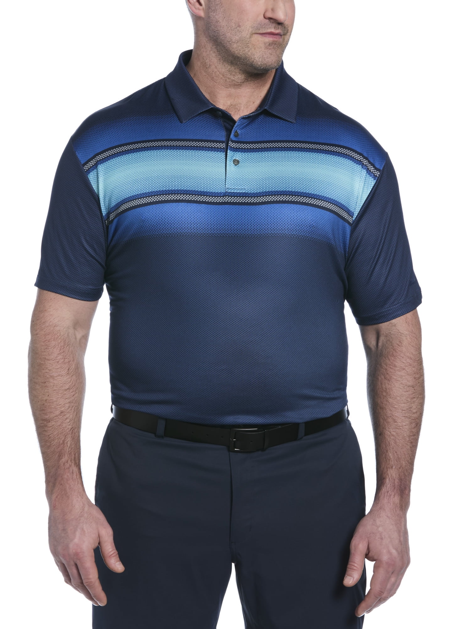 Ben Hogan Men's and Big Men’s Digital Ombre Chest Print Short Sleeve Golf Polo Shirt, up to Size 5XL