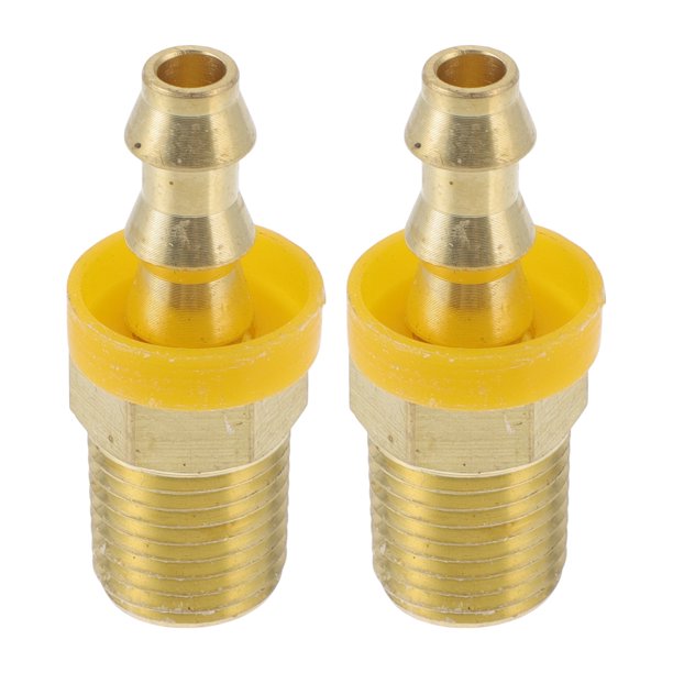 Conexiones de espiga de latón 3/8" 1/4"NPT con rosca macho para aire, agua, aceite, gas, combustible, 2 piezas tono dorado