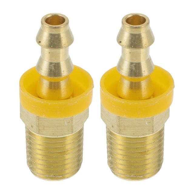 Conexiones de espiga de latón 3/8" 1/4"NPT con rosca macho para aire, agua, aceite, gas, combustible, 2 piezas tono dorado