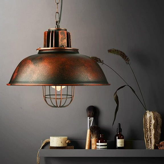 Vintage Industrial Pendant Light,Suspended Hanging Pendant Shade Metal Ceiling Lamp for Kitchen, Dining Room, Living Room, Hallway,12.99 * 13.78in(D*H)