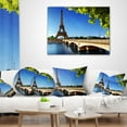 thumbnail image 4 of Designart Bridge to Paris Paris Eiffel TowerParis - Cityscape Throw Pillow - 16x16, 4 of 5