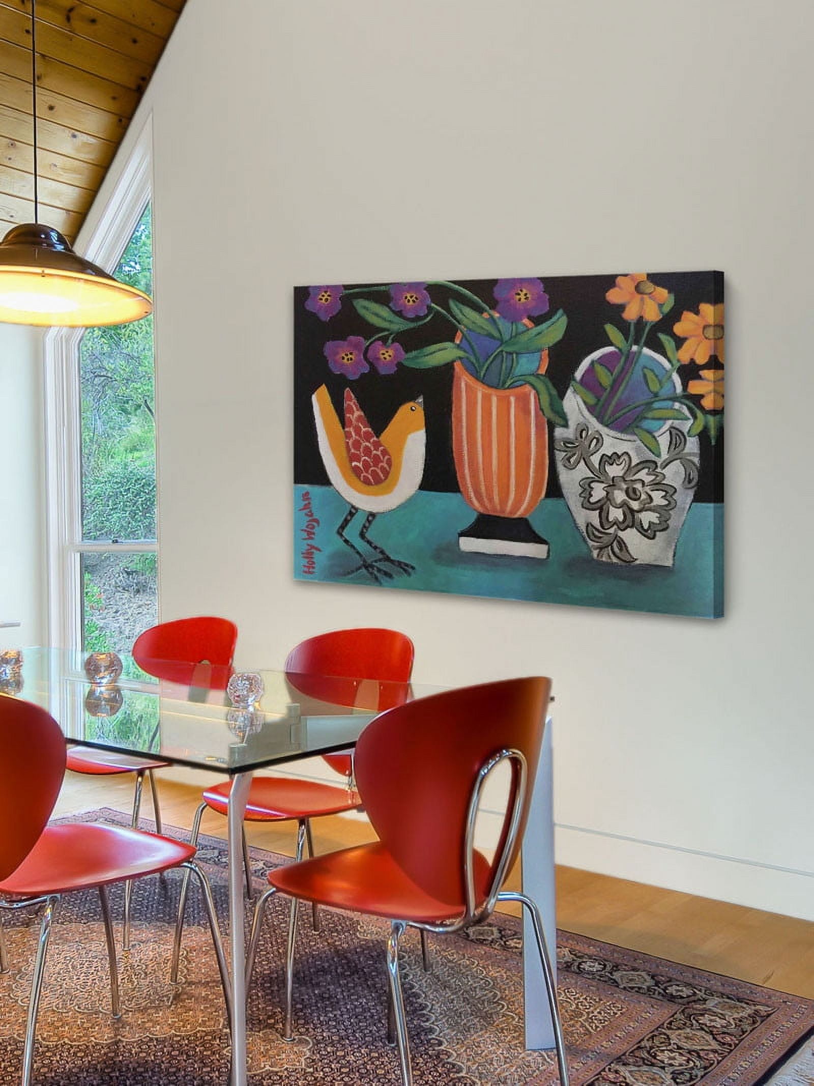 Marmont Hill 'Two More Cheery Vases And A Chirp More' by Holly Wojahn Painting Print on Wrapped Canvas