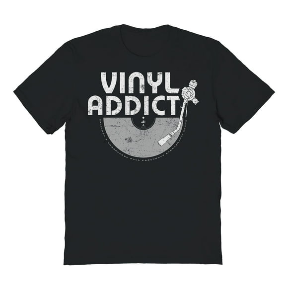 Original & Unrestored Vinyl Addict Graphic Black Men's Cotton T-Shirt