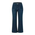 thumbnail image 4 of Jeans for Women Trendy Mid Waisted Casual Comfortable Jeans Washed Stretch Flared Wide Leg Pants Solid Color Denim Pants Travel with Pockets Blue XXL, 4 of 6