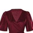 thumbnail image 4 of DHFJKG Womens Elegant Long Dress Short Sleeve Wrap V Neck Slim Fit Maxi Evening Gown For Banquet Party Trendy Dresses, 4 of 8
