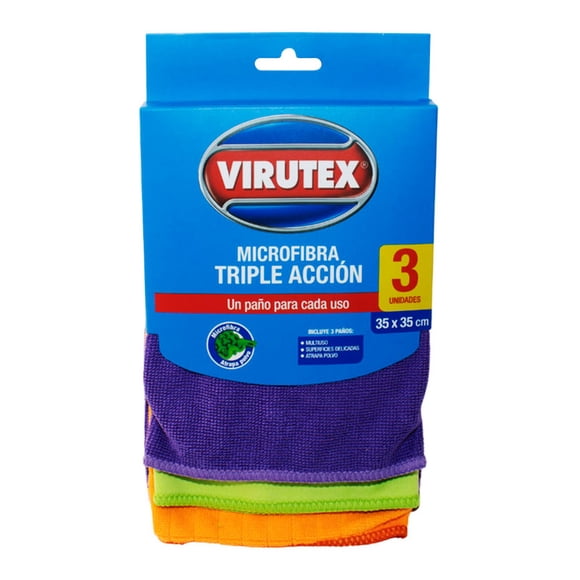 Pack Paño Microfibra Virutex 3 piezas