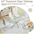 thumbnail image 3 of 63" Rectangular Clear Tempered Glass Dining Table for 4-6 People, Modern Kitchen Table with X-Shaped Metal Base, Dining Table for Dining Room, Living Room, 3 of 7