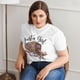 thumbnail image 4 of Camiseta de mujer de talla grande Just A Girl Gypsy Soul, cuello redondo, manga corta, informal, divertida, con gráficos novedosos., 4 of 4
