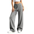 thumbnail image 2 of Wide Leg Yoga Pants for Women Baggy Sweatpants High Waisted Track Pants | Workout, Athletic, with Pockets, Y2k, Straight Leg, Lounge, Casual, Comfy, Vacation, Trousers, Daily Wear (Light Gray,M), 2 of 8