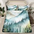 thumbnail image 2 of Manfei Smoky Jungle 4 Pieces Queen Sheet Sets for Female Men Women,Woodland Tree Ultra Soft Flat Sheet,Botanical Plants Queen Fitted Sheet,Ultra Soft Home Decor, 2 of 7