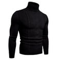 thumbnail image 4 of Kixjoy Black Turtleneck Sweater Men Oversized Thermal Cable Knit Sweater Casual Winter Long Sleeve UnderShirts Fashion Soild Slim Fit Mens Pullover Sweater, Black 2XL, 4 of 4