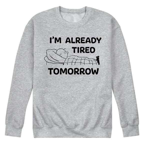 Peanuts - Tired Tomorrow - Men's Crew Neck Fleece Pullover