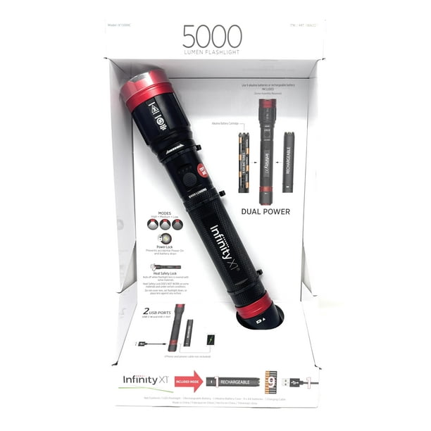 Linterna Infinity X1 de doble potencia recargable de 5000 lúmenes