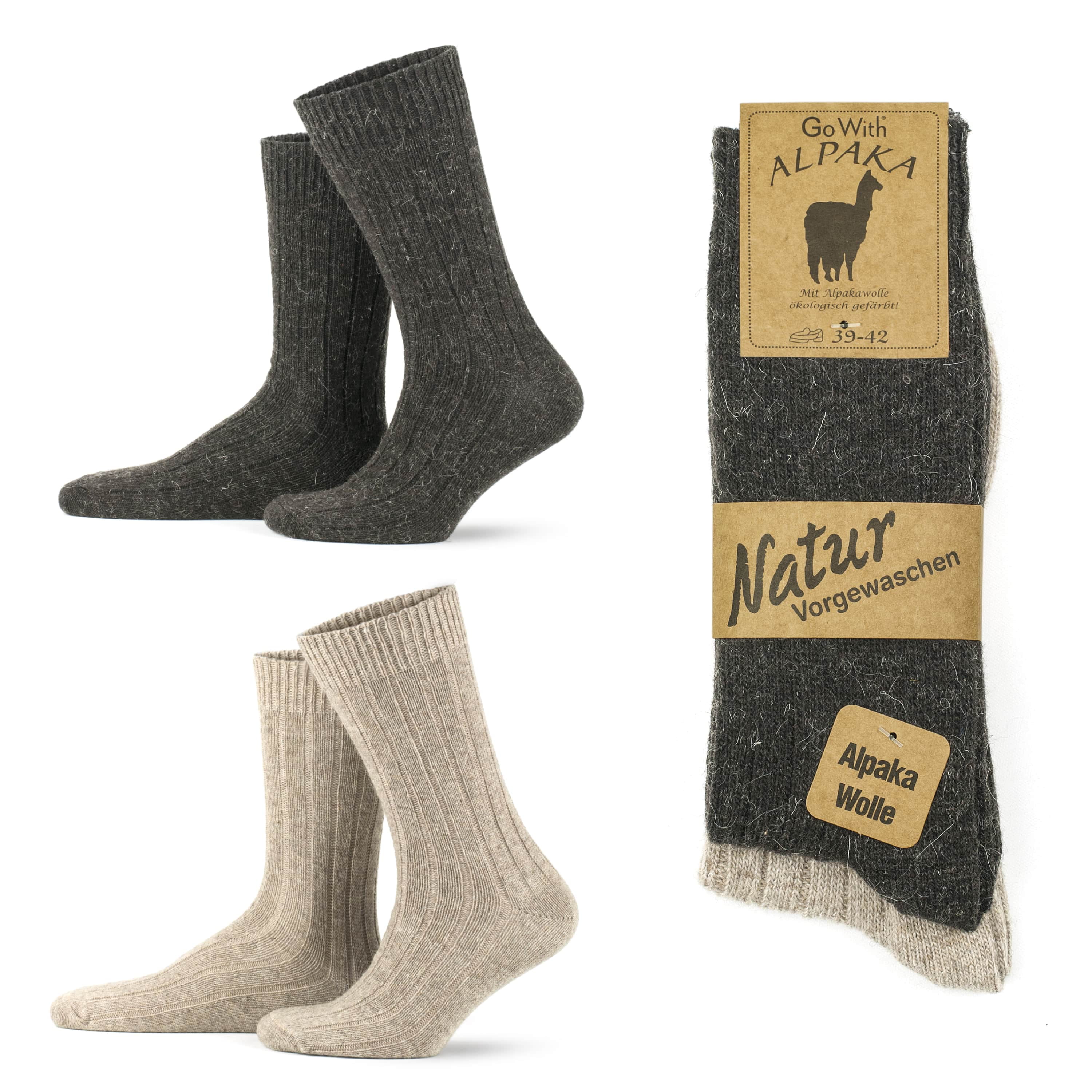 GoWith Unisex Alpaca Thermal Warm Knit Cozy Wool Crew Socks |2 Pairs |Model:3095