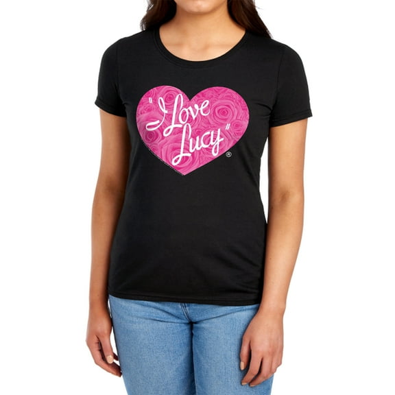 I Love Lucy Floral Logo Women's T Shirt (Large) Black