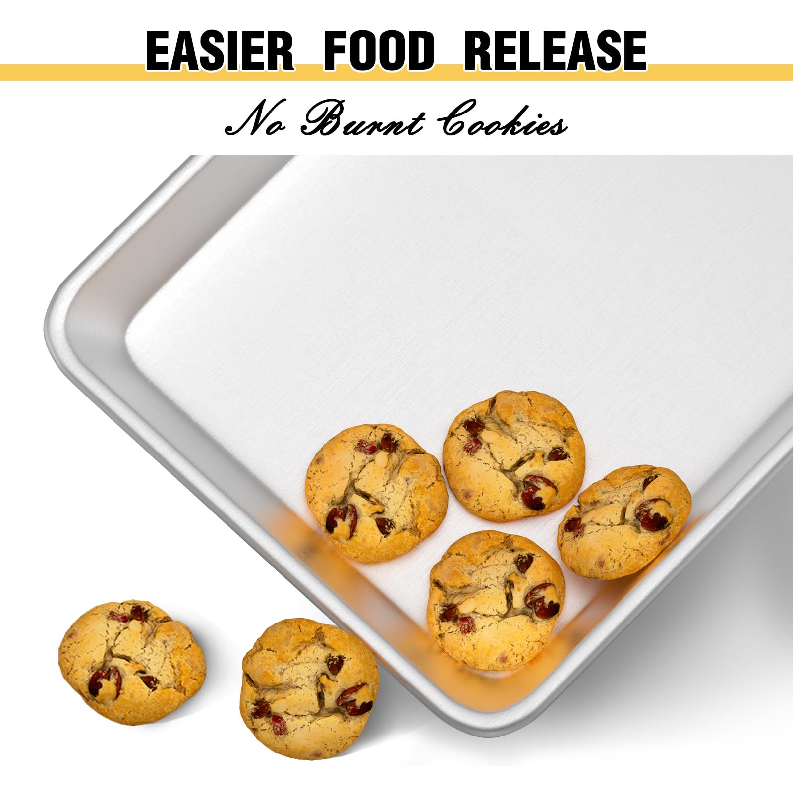 Commercial Quality Baking Sheet Pan Set  Aluminum Cookie Warp Resistant Baker's Half Large Thick Tray Pans For Roasting(2 Pack 18x13in)
