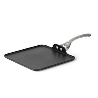 Cast by Calphalon Cast Iron Angus Broiler Griddle Skillet Pan 10” Square  16” OAL