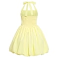 thumbnail image 2 of IBTOM CASTLE Kids Girls Halter Bubble Ruffle Dress Summer Sleeveless A-line Solid Color Midi Dress Elegant Formal Prom Gown Yellow, 2 of 7