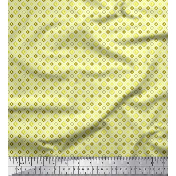 Soimoi Cotton Cambric Fabric Check & Geometric Printed Fabric 1 Yard 56 Inch Wide