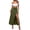 Green, variant on Women's Half Length Pleated Skirt Retro Elastic Waist Linen Hem Long Skirt