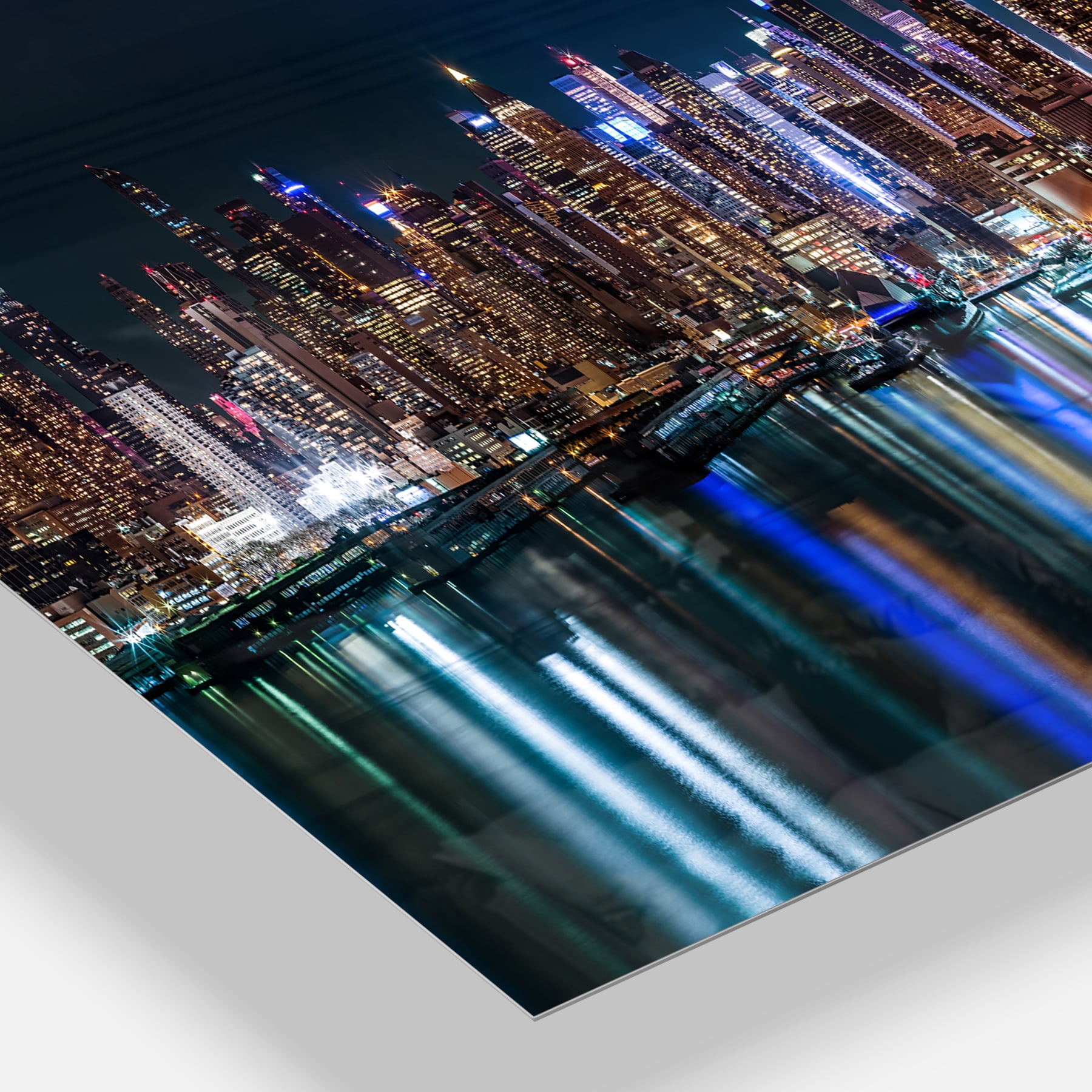 Designart 'New York Midtown Night Panorama ' Extra Large Metal Wall Art