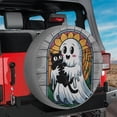 thumbnail image 3 of Lotusprinthandmade Halloween White Ghost with Black Cat Spare Tire Cover Without Backup Camera Hole 6 Sizes (33 in.), 3 of 7