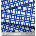 thumbnail image 2 of Soimoi Blue Cotton Voile Fabric Gingham Check Printed Fabric 1 Yard 42 Inch Wide, 2 of 3