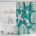 thumbnail image 2 of Shower Curtain Bathroom Set Summer Ocean Conch Shell Waterproof Fabric Shower Curtains with Grommets&Hooks, Coastal Starfish Turquoise Privacy Bath Curtain for Bathtub 72x72in, 2 of 9