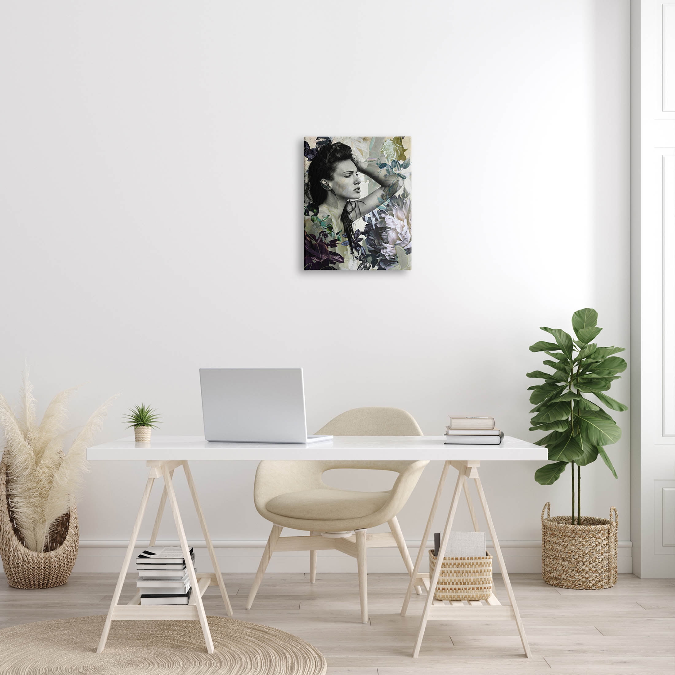 Floral Blossom Woman Collage Botanical & Floral Graphic Art Gallery Wrapped Canvas Print Wall Art