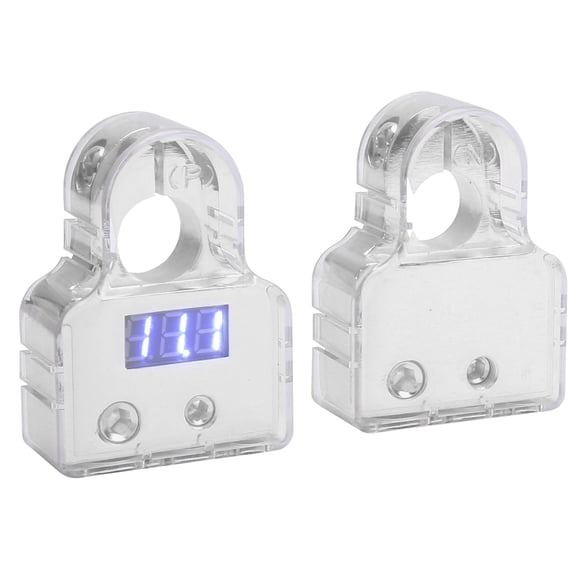 Sonew Display Car Battery Terminal,Car Battery Terminal,Car Battery Terminal Connectors Kit with Digital Voltmeter Display Stardand 0/4/8/10 AWG Gauge
