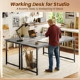 thumbnail image 5 of 63" Computer Desk, Modern Office, Study & Gaming Desk with Storage, Large Legroom, Sturdy Metal Frame, 5 of 8