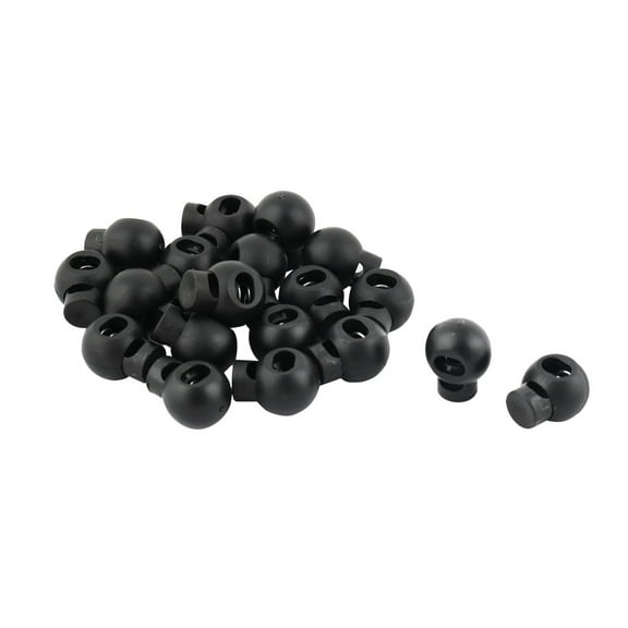 Unique Bargains Plastic Round Single Hole Ball Toggle Stopper Cord Lock  Spring Loaded Fastener Black 20 Pcs