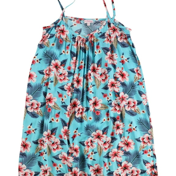 P.J. Salvage Womens Tropical Floral Pajama Night Gown, Blue, Small