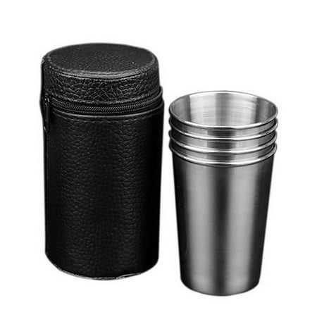 

SUNFEX 4Pcs/Set Stainless Steel Wine Drinking Shot Glasses Barware Cup With Bag