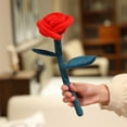 thumbnail image 4 of Plush Rose Flower Bouquet Classic Velvet Floral Doll Soft Stuffed Toy Home Decoration for Valentine Wedding Holiday Event Celebration, Red, 11 Inch, 4 of 6