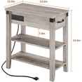 thumbnail image 2 of Bingirl Table d'Appoint Rustique Gris : Dessus Rabattable avec Ports USB, Prises, Tiroir et Étagères de Rangement pour Salon, 2 of 8