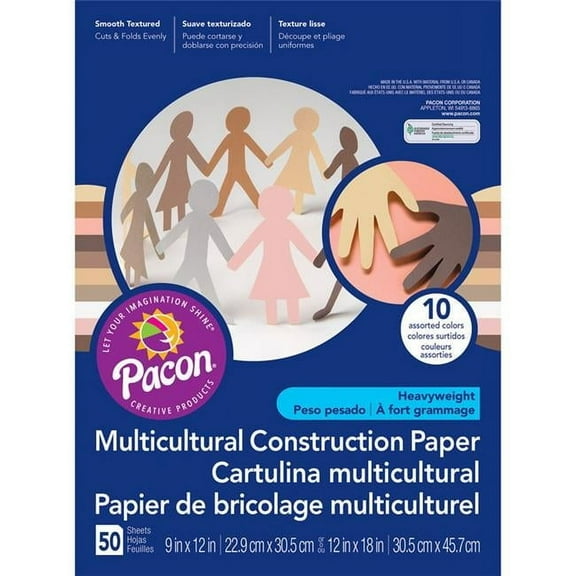 Pacon Multicultural Construction Paper, 12 x 18 in. - Pack of 5